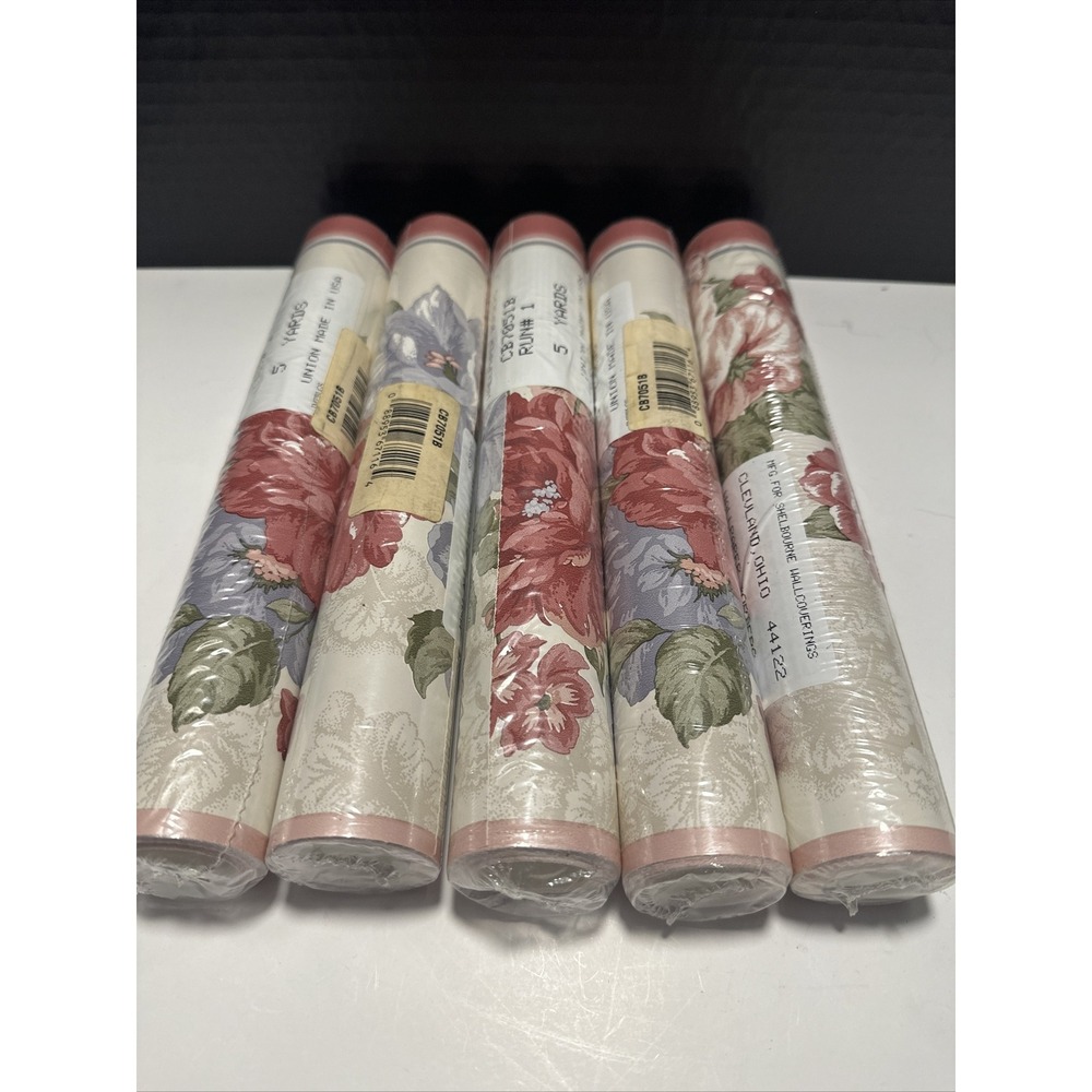5 Vtg Floral Wallpaper Borders Beautiful Sealed Shelbourne Wallcoverings 5 Rolls